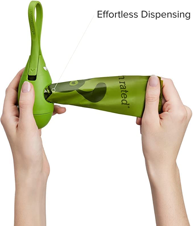 Earth Rated Dog Poop Bag Holder With Dog Poop Bags, Durable And Guaranteed Leakproof, Lavender Scented, 1 Dispenser And 15 Bags