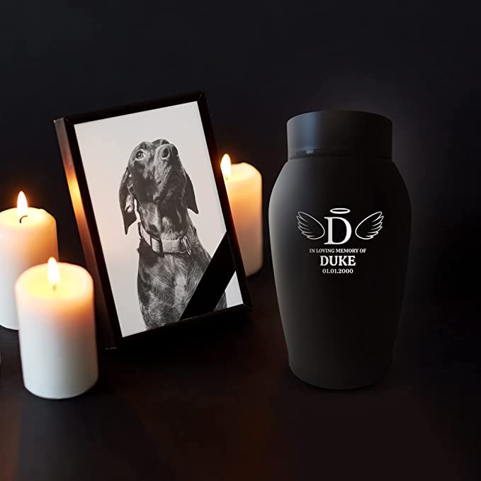 Personalized Custom Dog Urn Engraved Dog Name And Date - Stainless Steel Cremation Urns For Dogs Ashes With Airtight Closure | R