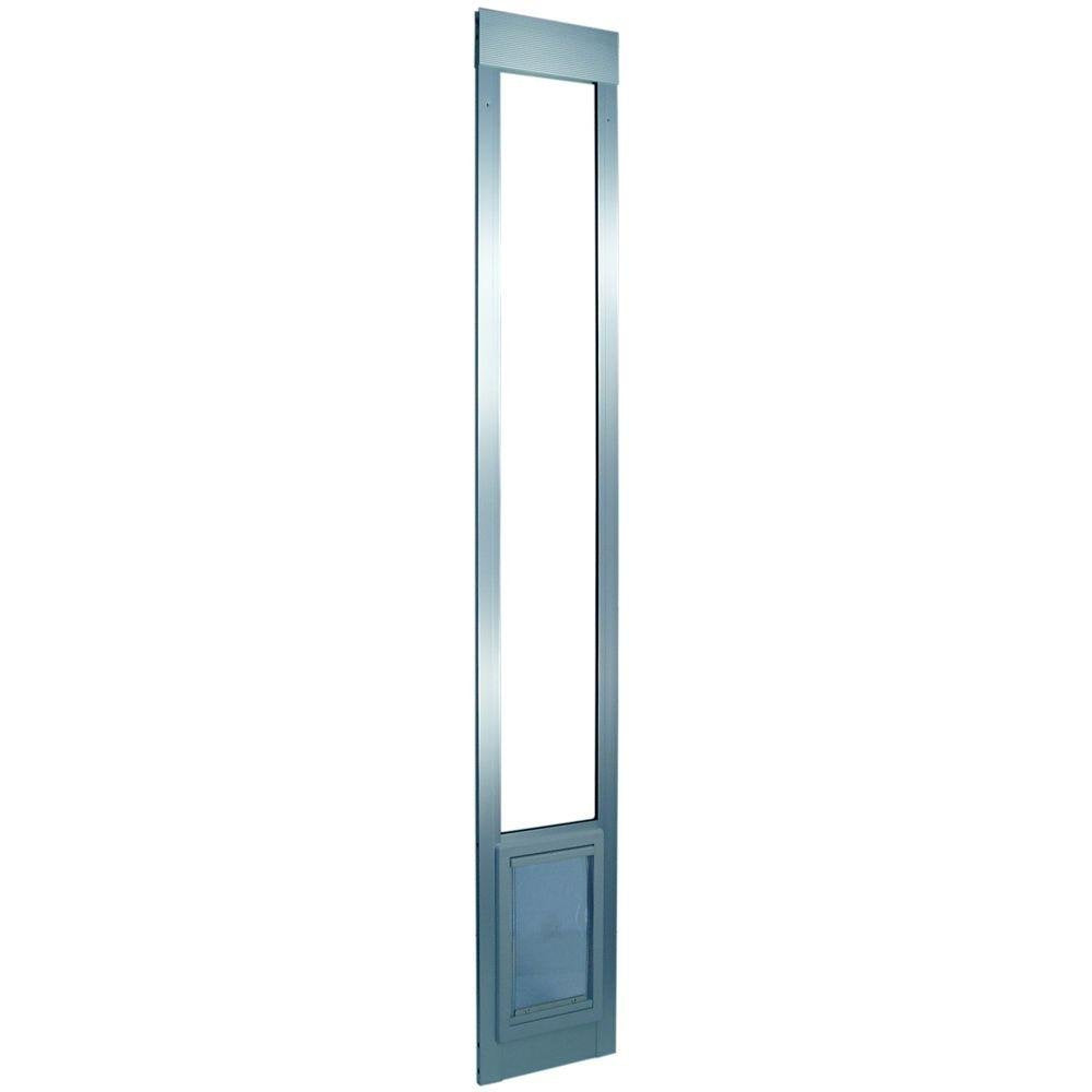 Ideal Pet Products Aluminum Pet Patio Door, Adjustable Height 77-5/8' To 80-3/8', 7' X 11-1/4' Flap Size, Mill/Silver