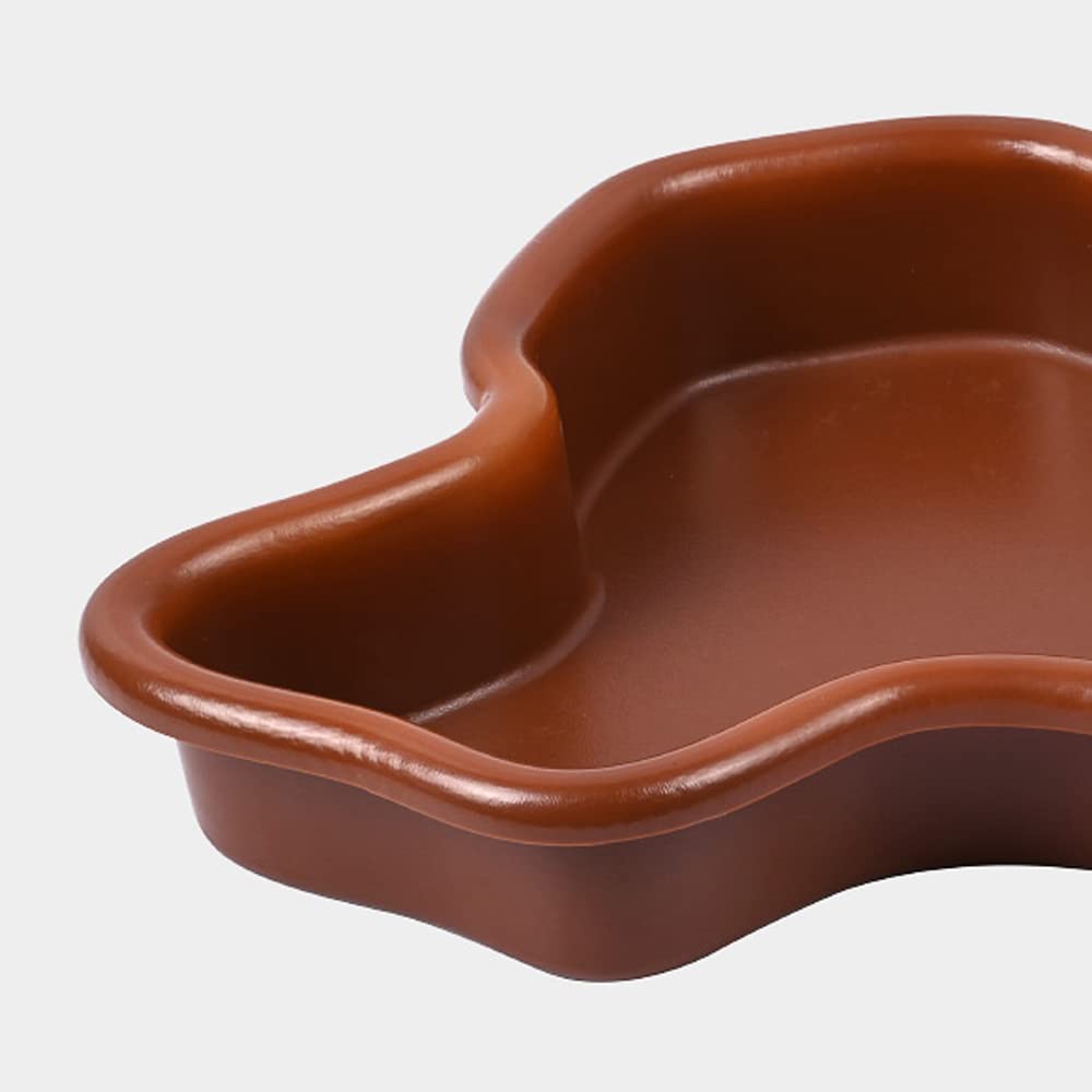 Flushbay Extra Large Reptile Bathing Pool Reptile Feeding Dish Water Bowl with Ramp Aquarium Ornament for Gecko, Snake, Turtle,