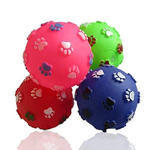 PSK PET MART Durable Paw Printed Squeaky Pet Dog Ball Toys Dog Supplies Balls Squeaky Toy Ideal for Playing and Chewing Dogs and