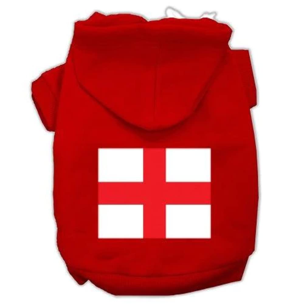 Pet Dog & Cat Hoodie Screen Printed, St. George's Cross Red LG (10-14 lbs.)