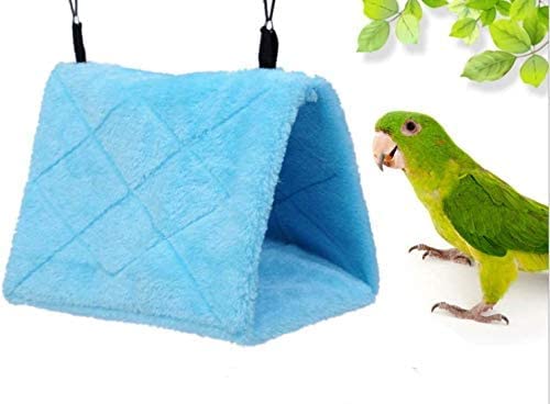 Magnoloran 2 Pack Warm Bird Nest House Bed Hanging Hammock Sleeping Bed Plush Hanging Snuggle Cave Happy Hut For Pet Parrot Cockatiel Cockatoo Parakeet Conure African Grey Macaw (Blue&Pink)