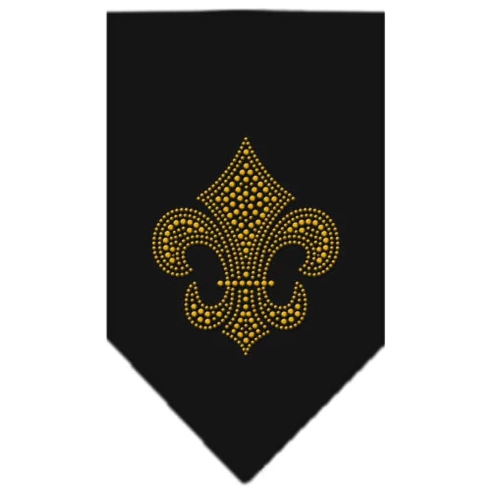 Pet and Dog Bandana Rhinestone, "GOLD Fleur De Lis" Purple Large