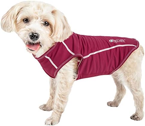 Pet Life  Active Racerbark 4Way Stretch Performance Active Dog Tank Top Tshirt, Maroon  Small