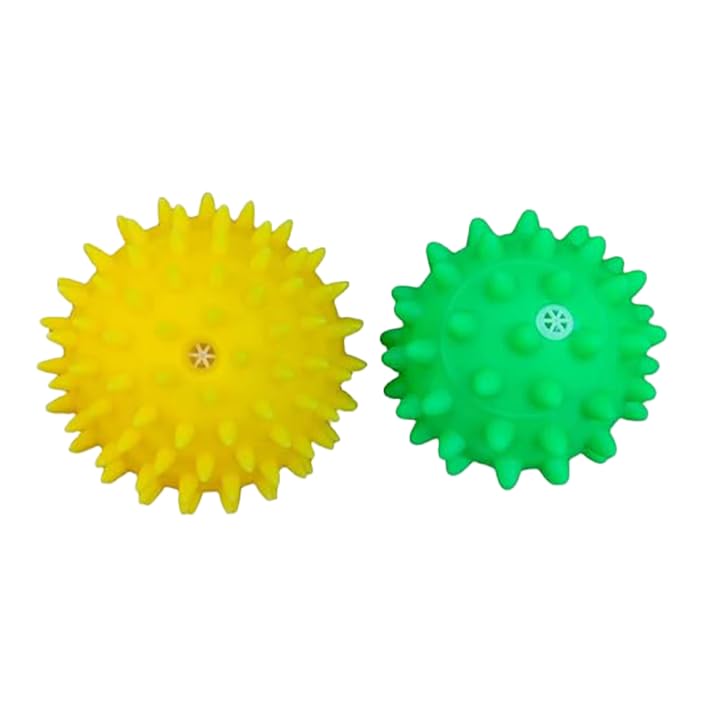 PETZ R US Dog Squeaky Toy  Chew Thorn Ball for Dogs, Fun & Exercise Play Toy  Set of 2 (Small & Large), Promotes Healthy Chewi