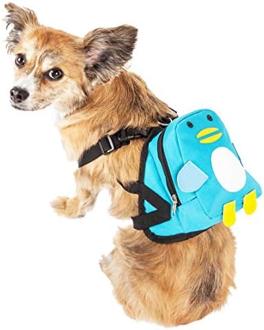 Pet Life  Waggler Hobbler Largepocketed Compartmental Animated Dog Harness Backpack, Blue  Medium