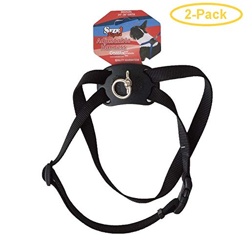 Coastal Pet Size Right Nylon Adjustable Harness - Black Medium (Girth Size 24''-30'') (2 Pack)