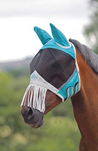 FINE MESH Fly MASK with Nose Fringe (Full, Teal)
