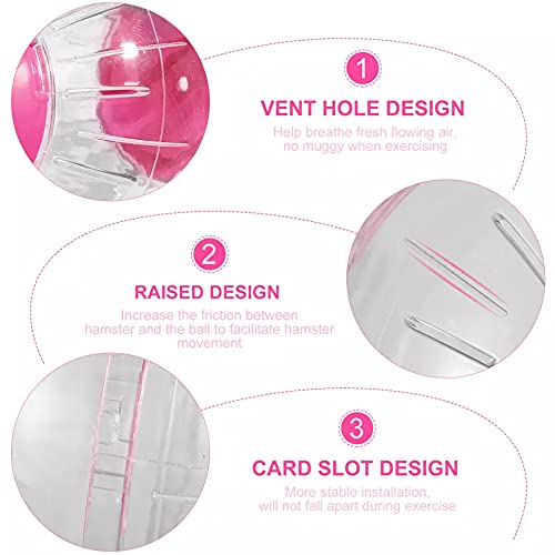 Hamster Exercise Ball Silent Hamster Wheel Small Animals Transparent Ball For Dwar Rat Relieves Boredom And Increases Activity (6 Inch, Pink)