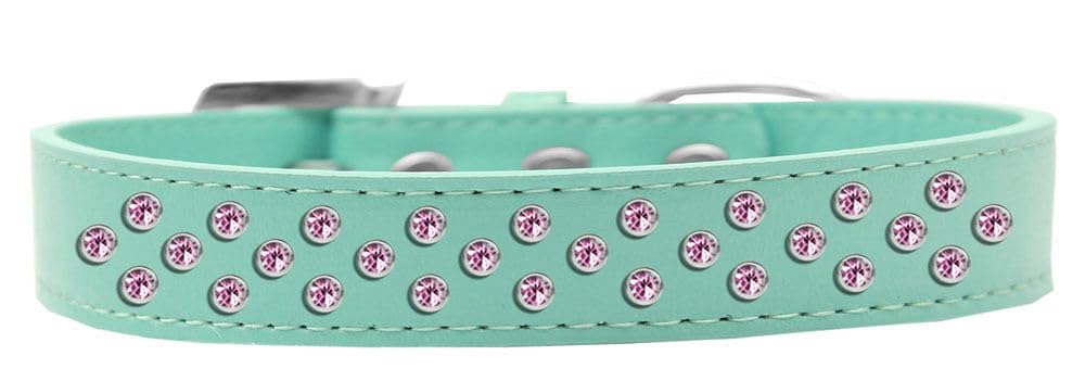 Mirage Pet Products Sprinkles Dog Collar with Light Pink Crystals, Size 16, Aqua