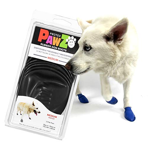 Pawz Dog Boots | Rubber Dog Booties | Waterproof Snow Boots For Dogs | Paw Protection For Dogs | 12 Dog Shoes Per Pack (Medium)