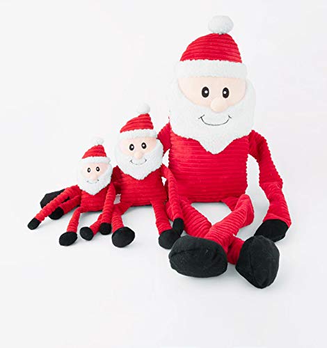Zippypaws Holiday Crinkle - Squeaky Plush Dog Toy (Santa, Large)