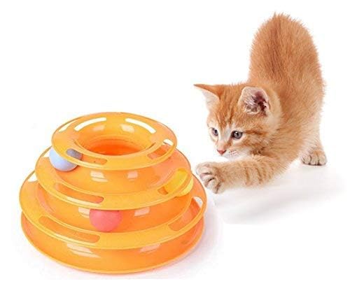 Sage Square Cat 3 Level Tower Of Circle Track With Colorful Balls, Playful, Exercise, Pet Toy Accessories