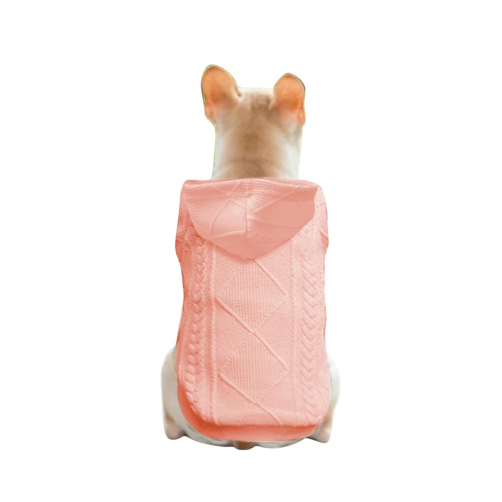 Feimax Dog Sweater Hooded Pet Sweaters With Zipper Cat Warm Sweatshirt Winter Hooded Coat Clothes Puppy Customes Knitwear Clothing Apparel For Small Medium Dogs Cats (X-Small, Pink)