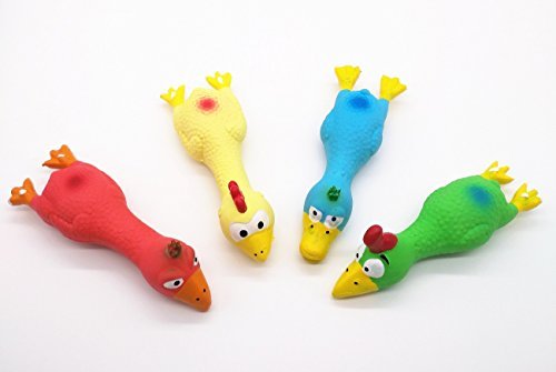 4Pcs Safe Latex Dog Squeaky Toys, 6.6' Long Soft Chew Molar Dog Small Screaming Rubber Chicken Toys, For Puppy Small Medium Dogs