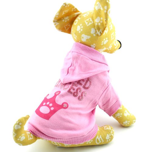 Smalllee_Lucky_Store Pink Hoodie Hooded Christmas T Tee Shirt Small Dog Christmas Clothes Costume - Spoiled Princess Xs