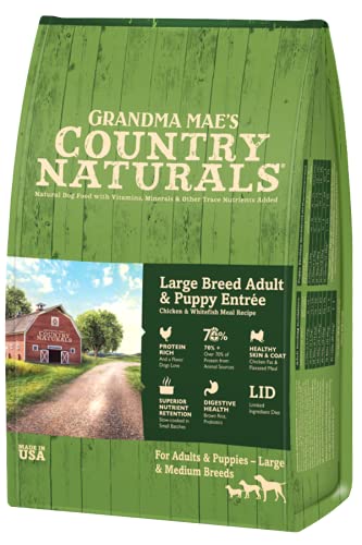 Grandma Mae'S Country Naturals Grain Inclusive Dry Dog Food 4 Lb Large Breed Chicken & Whitefish