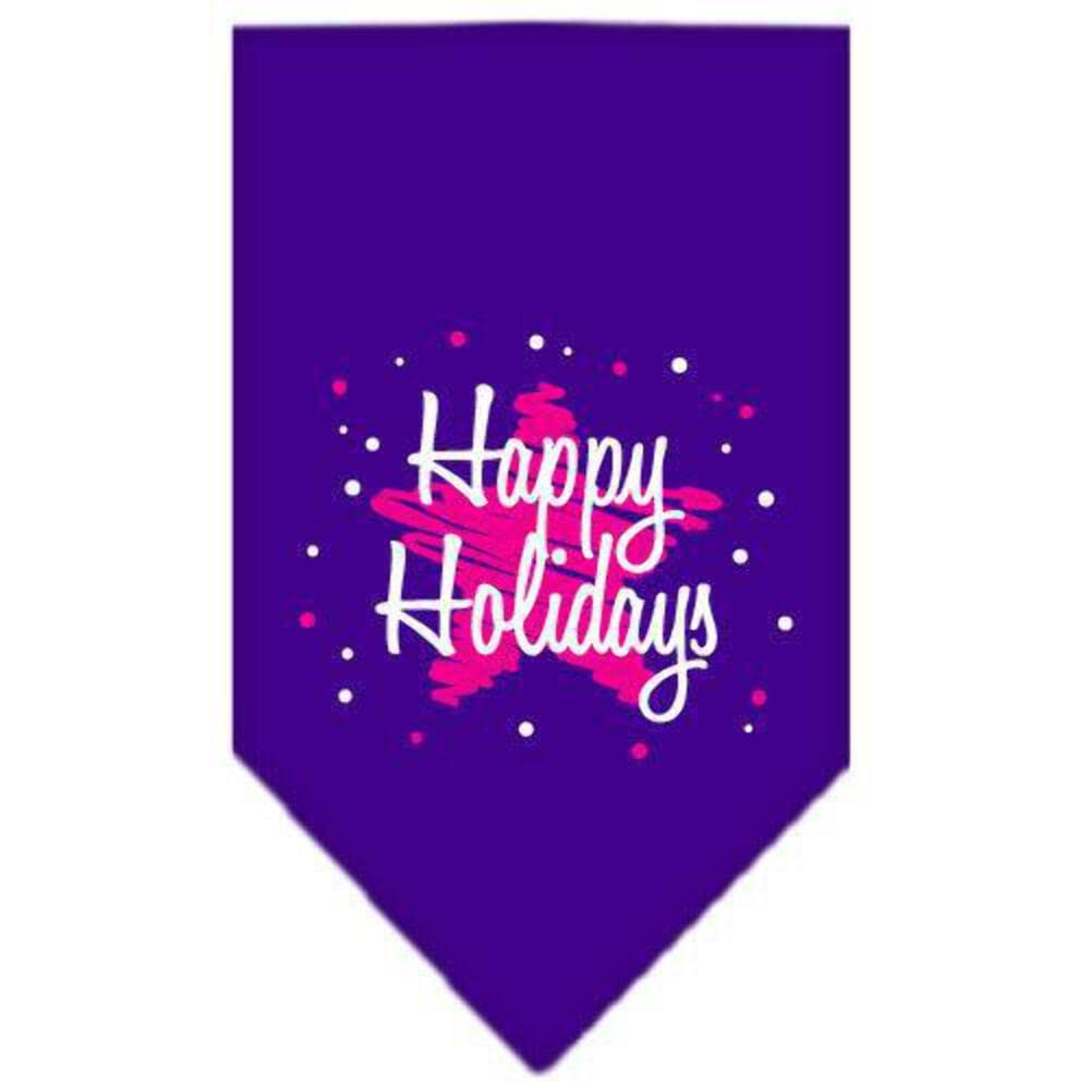 Mirage Pet Products Scribble Happy Holidays Screen Print Bandana for Pets, Small, Cocoa