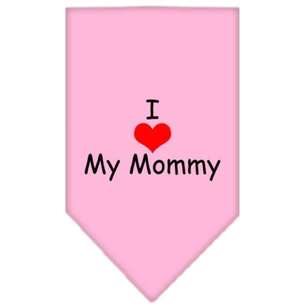 Pet and Dog Bandana Screen Printed, &quot;I Love My Mommy&quot; Bright Pink Large