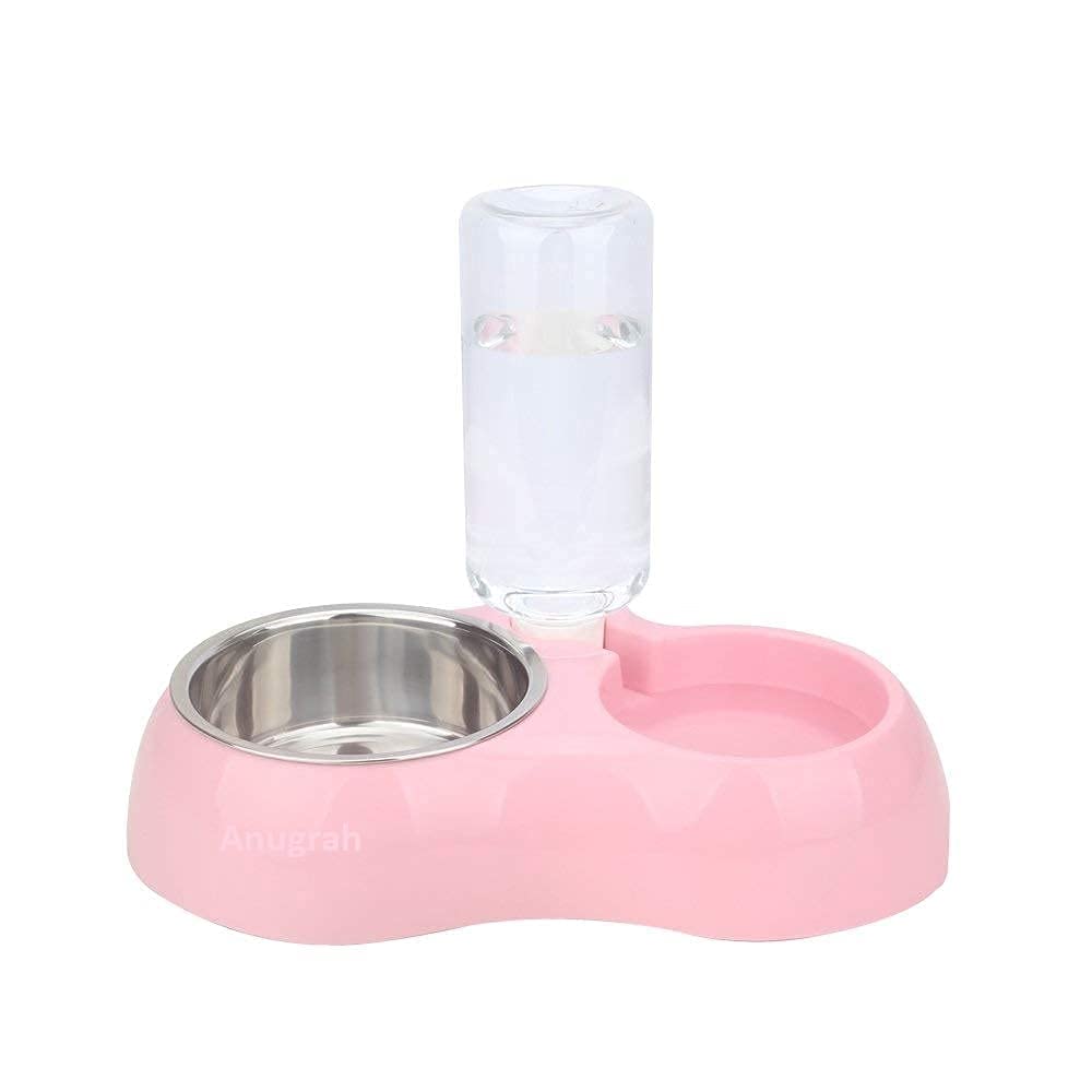 Gyanshoppe 2 In 1 Multi Color Detachable Stainless Steel Dog Food And Water Bowl With NonSlip, Cat Food Bowls With Automatic Wa
