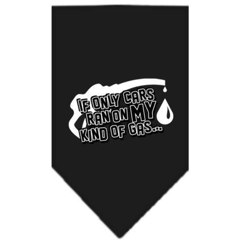 Pet and Dog Bandana Screen Printed, &quot;If Only Cars Ran On My Kind Of Gas&quot; Black Large