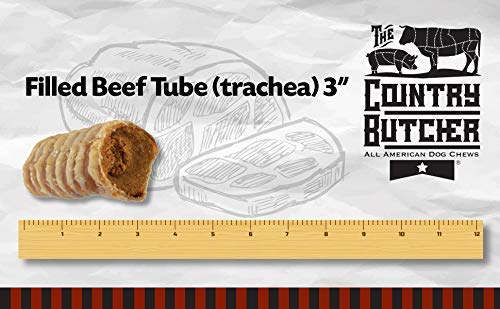 THE COUNTRY BUTCHER Filled Beef Trachea Dog Treats, 10 Count, Glucosamine & Chondroitin, Rawhide Free, Made in USA