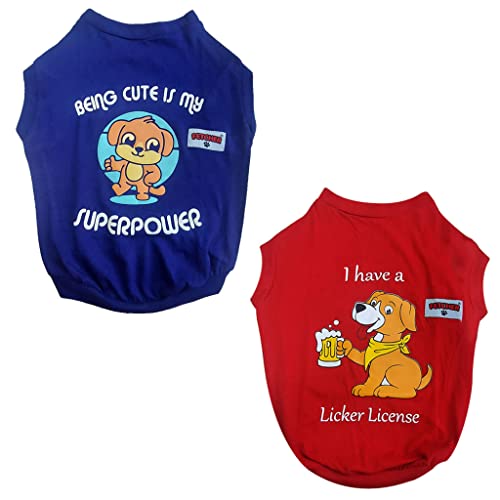 Fetcher Ink Blue & Bright Red T-Shirt For Dogs & Cats (26 4Xl), Pack Of 1