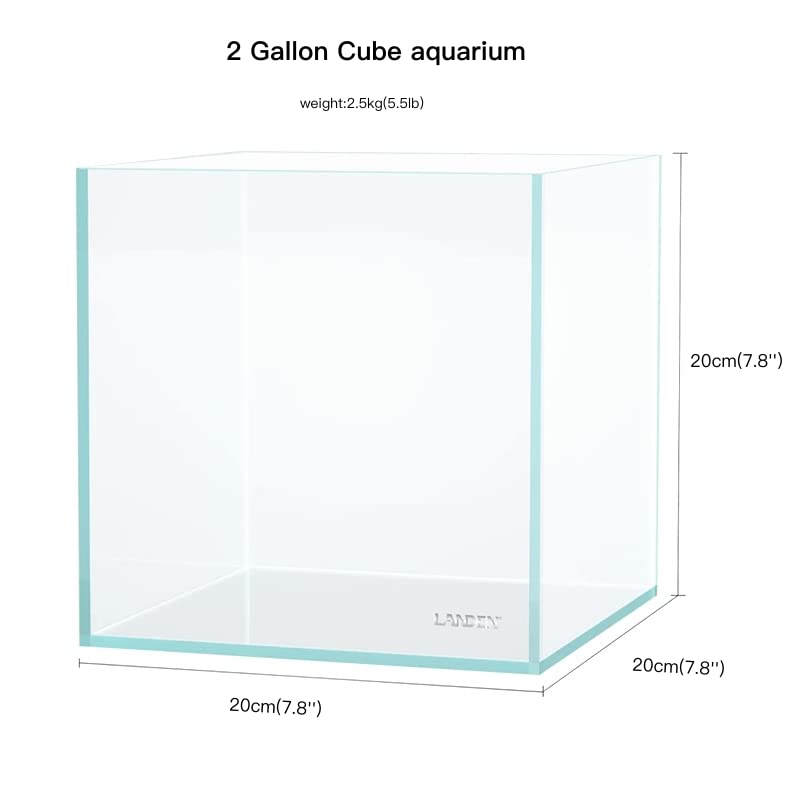 AWXZOM Small Nano Tall Rimless Tank, Glass Fish Tank, Betta Tank (2 Gallon 7.8x7.8x7.8inch/20x20x20cm)