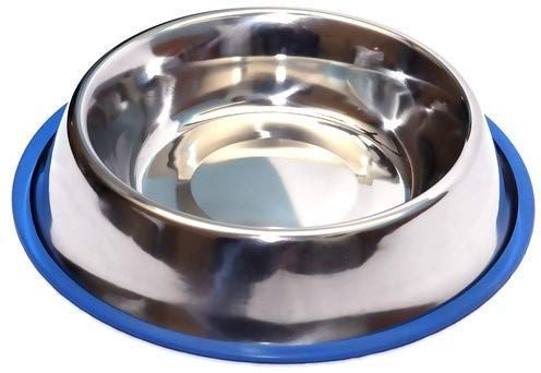 Chumspet Round Stainless Steel Pet Bowl (900 Ml Silver) Diameter 25Cm (Pack Of 1) Stainless Steel Pet Bowl