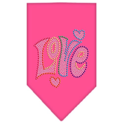Mirage Pet Products 67-95 LGBPK Technicolor Love Rhinestone Bright Pink Print Bandana, Large