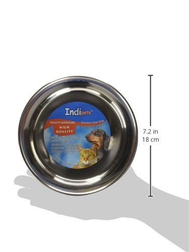 Indipets Heavy Duty Stainless Steel Dog Bowl - 1 Quart - High Gloss, Easy To Clean Finish