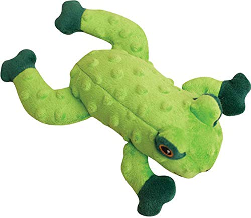 Snugarooz Lilly The Frog Dog Toy With Repair Patch – Soft & Durable Plush - Squeaker & Crinkle Sounds - Ideal For Medium Dogs - Fun & Safe Play