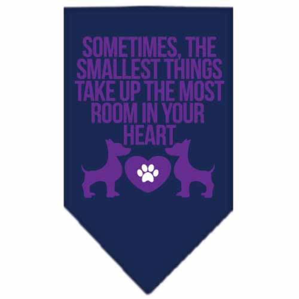 Pet and Dog Bandana Screen Printed, "Sometimes, The Smallest Things Take Up The Most Room In Your Heart" Yellow Small