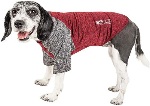 Pet Life  Active Hybreed 4Way Stretch Twotoned Performance Dog Tshirt, Maroon W/ Grey  Medium