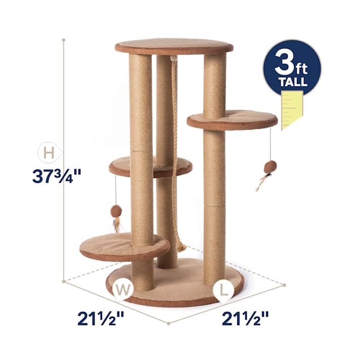 Prevue Pet Products 7150 Kitty Power Paws Multi-Platform Posts With Tassels Cat Scratcher, Natural