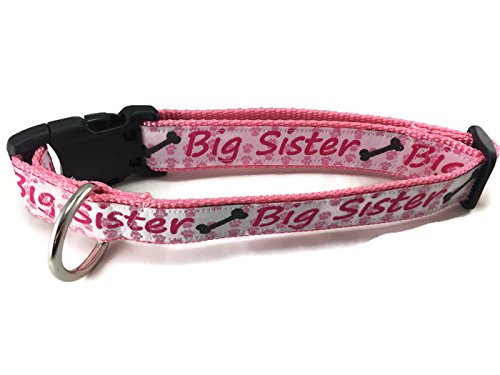 Sibling Dog Collar, Caninedesign, Brother, Sister, Quick Release Buckle, 1 Inch Wide, Adjustable, Nylon, Medium And Large (Big S