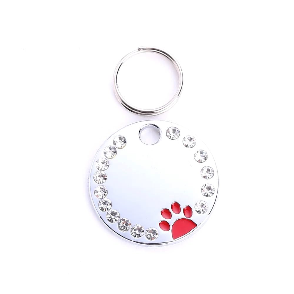 Personalized Dog/Cat Cute Paw Pet ID Tag with Unique Laser Engraving Name and Phone Number for Pet Collar or Key Chain (Red)