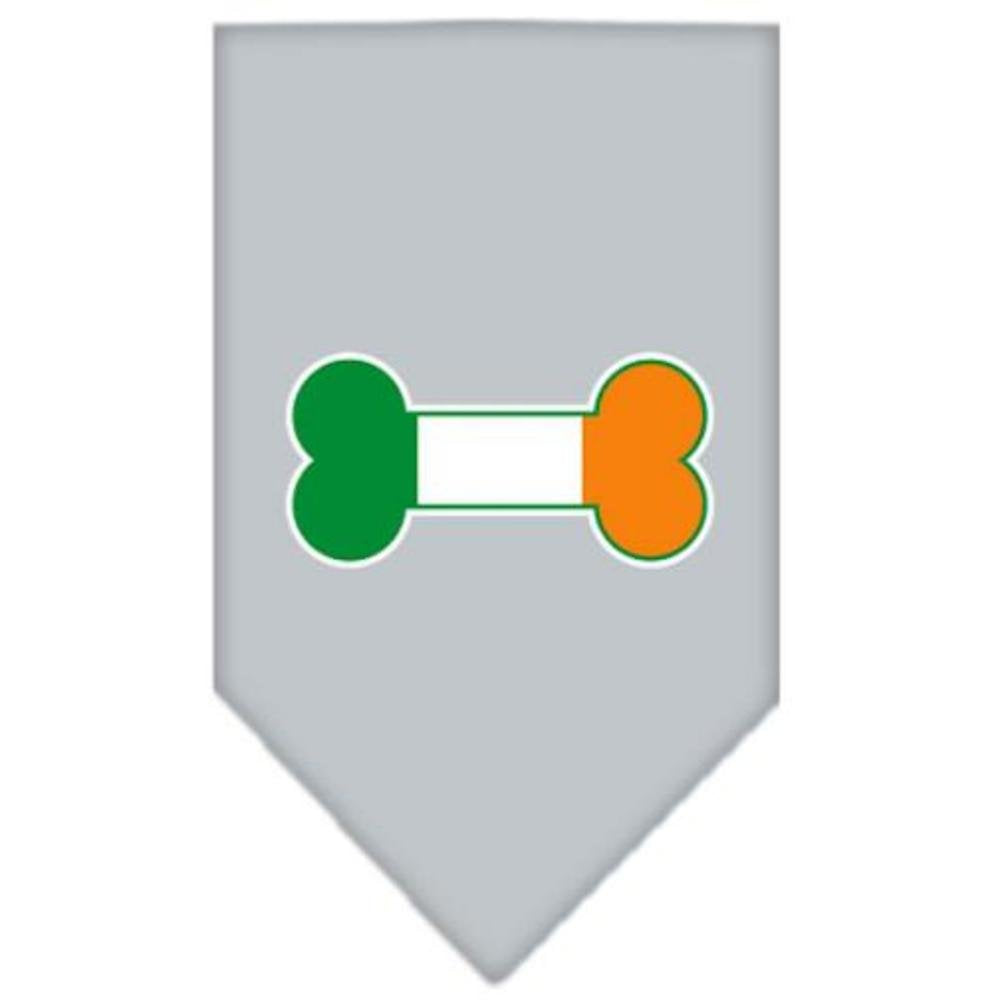 Pet and Dog Bandana Screen Printed, &quot;Bone Shaped Flag Ireland&quot; Grey Large