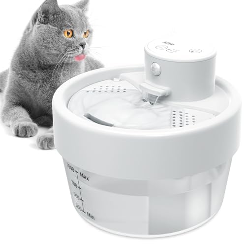 Automatic Cat Water Fountain -Battery Operated Cat Water Fountain With Motion Sensor,Wireless Pet Water Fountain For Dog,1L/35Oz