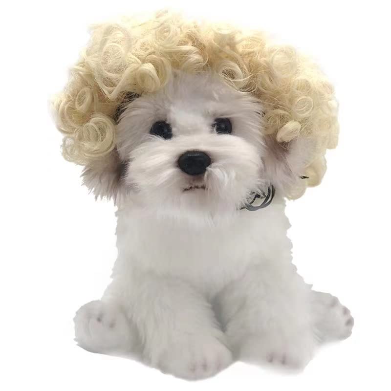 Spa Day Dog Costume Cosplay Wig, Curly Hair Pet Cat Wigs For Halloween Parties Dog Hats Wigs For Small Medium And Large Dogs Adjustable(Pet Head Circumference 6-27 Inches)
