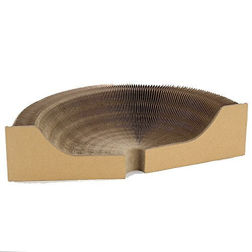 BobbyPet Cat Scratcher Lounge Bed - Collapsible Beige Cardboard for Big Cats, Model BPCAT001