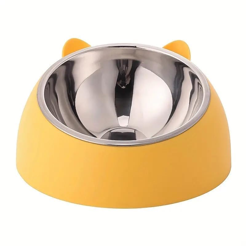 Elevated Pet Feeding Bowl With 15Degree Tilt  Stainless Steel AntiSlip Tilted Bowl For Kittens, Cats, And Small Dogs  Preven
