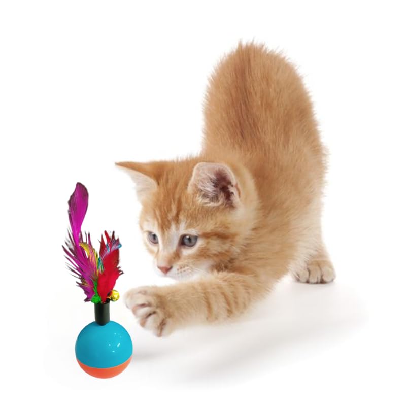 Psk Pet Mart Pet Toy Tumbler Cat Toy With Ring Bell And Feather Interactive Tumbler Educational Plastic Ball Cat Toy