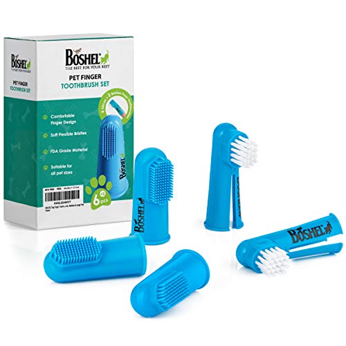 Boshel 8 Pc Finger Toothbrush For Dogs - Dog Toothbrush Kit Includes 6 Silicone Bristle + 2 Nylon Bristle Dog Finger Toothbrushe