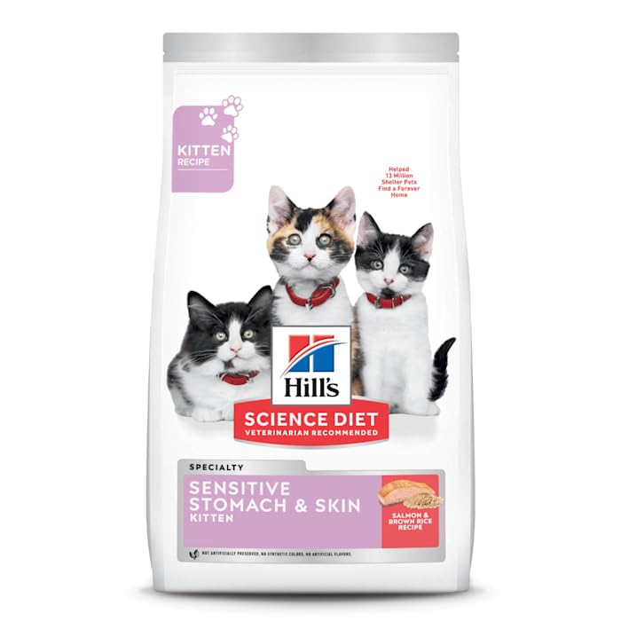 Hills Science Diet Sensitive Stomach & Skin, Kitten, Stomach & Skin Sensitivity Support, Dry Cat Food, Salmon & Brown Rice, 6 l