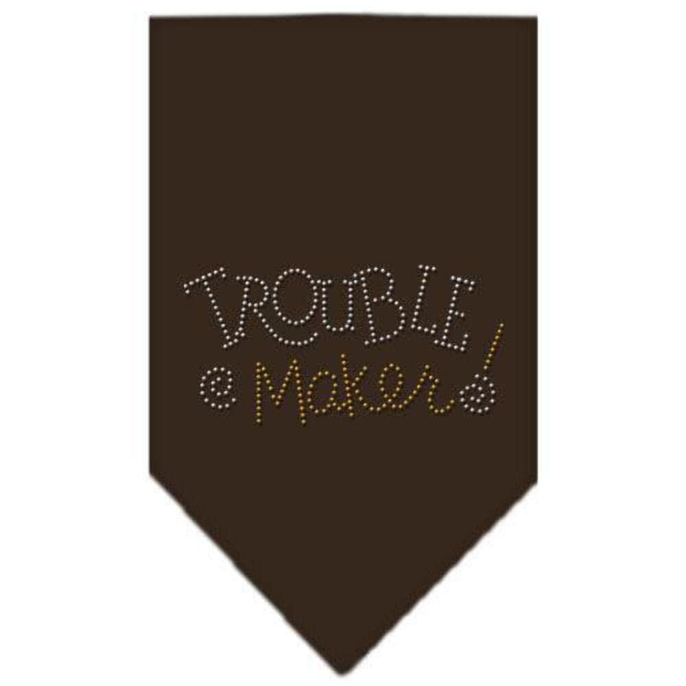 Mirage Pet Products Trouble Maker Rhinestone Bandana, Large, Cocoa