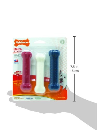 Nylabone Original Bone Power Chew Toy For Dogs, Durable Dog Toys For Aggressive Chewers, Peanut Butter Flavor, Small - Up To 25 Ibs, 3 Pack