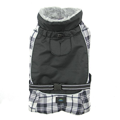 Alpine All-Weather Dog Coat - Black and White Plaid