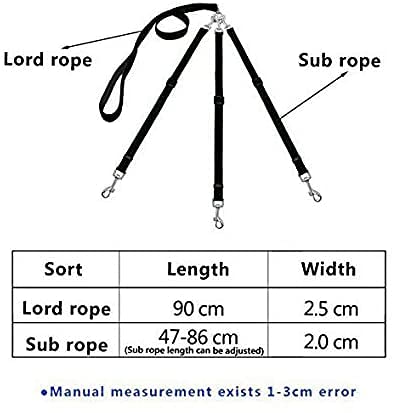 3 Way Dog Leash + A Collapsible Travel Bowl, Nylon Adjustable Coupler No Tangle Detachable 3 In 1 Multiple Dog Pet Cat Puppy Leash With Soft Padded Handle (Black)